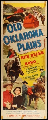 4c679 OLD OKLAHOMA PLAINS insert '52 artwork of Rex Allen and Koko, miracle horse!