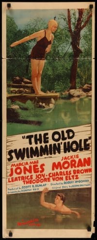 4c680 OLD SWIMMIN' HOLE insert '40 diver Marcia Mae Jones & Jackie Moran at the title pond!