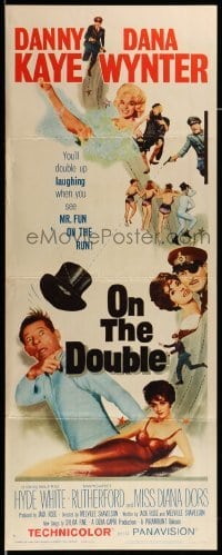 4c687 ON THE DOUBLE insert '61 great art of wacky Danny Kaye & sexy Diana Dors in bubbles!