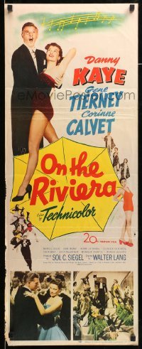 4c689 ON THE RIVIERA insert '51 art of Danny Kaye, sexy Gene Tierney & Corinne Calvet!
