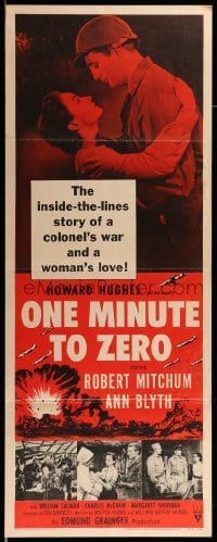 4c694 ONE MINUTE TO ZERO insert R56 close-up of Robert Mitchum & Ann Blyth, Howard Hughes!