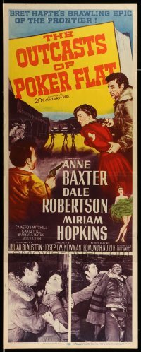 4c705 OUTCASTS OF POKER FLAT insert '52 Anne Baxter, Dale Robertson & Hopkins in Bret Harte story!