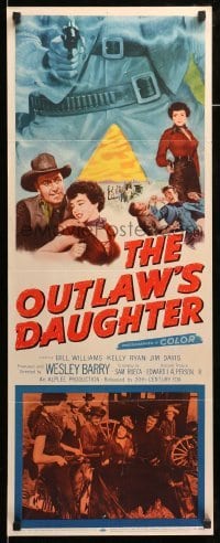 4c709 OUTLAW'S DAUGHTER insert '54 Bill Williams, sexy Kelly Ryan, cool art of pointing gun!