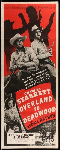 4c710 OVERLAND TO DEADWOOD insert R55 cool western cowboy artwork of Charles Starrett & Hayden!