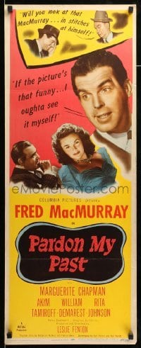 4c713 PARDON MY PAST insert '45 Fred MacMurray & Marguerite Chapman in a merry down-to-mirth comedy!