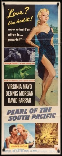 4c716 PEARL OF THE SOUTH PACIFIC insert '55 art of sexy Virginia Mayo in sarong & Dennis Morgan!