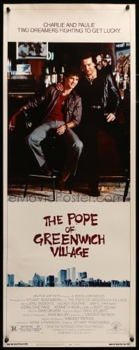 4c724 POPE OF GREENWICH VILLAGE insert '84 great c/u of Eric Roberts & Mickey Rourke sitting at bar