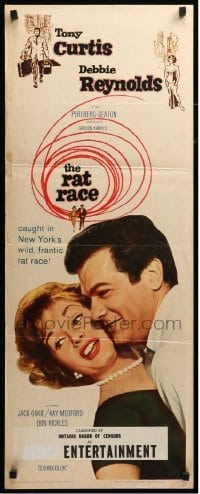 4c739 RAT RACE insert '60 Debbie Reynolds & Tony Curtis will do anything to get to the top!