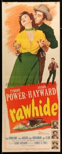 4c741 RAWHIDE insert '51 Tyrone Power & pretty Susan Hayward in western action!