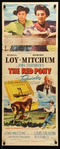 4c743 RED PONY insert '49 Robert Mitchum is Myrna Loy's ranch hand, written by John Steinbeck!