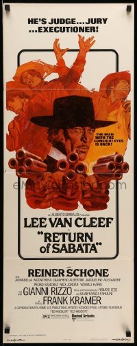 4c749 RETURN OF SABATA insert '72 cool artwork of Lee Van Cleef with bizarre pistol!