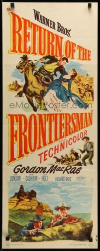 4c750 RETURN OF THE FRONTIERSMAN insert '50 art of Gordon MacRae on horseback grabbing Julie London!