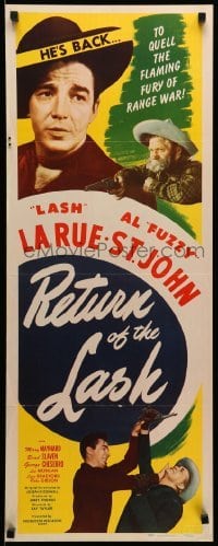 4c751 RETURN OF THE LASH insert '59 Fuzzy St. John, La Rue's whip brought justice to the plains!
