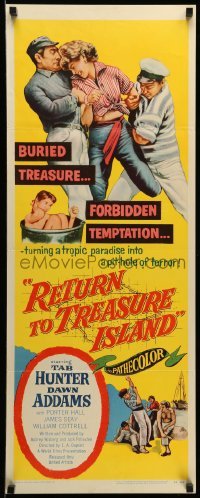 4c753 RETURN TO TREASURE ISLAND insert '54 Tab Hunter & desperate men with sexy Dawn Addams!