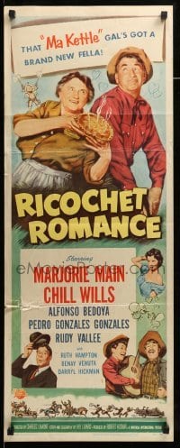 4c757 RICOCHET ROMANCE insert '54 Marjorie Main, Chill Wills, Ma Kettle's got a brand new fella!