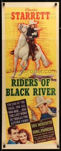 4c761 RIDERS OF BLACK RIVER insert '39 cowboy Charles Starrett blasting outlaws, Iris Meredith!