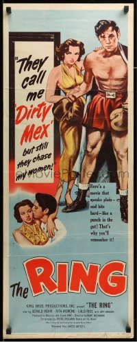 4c762 RING insert '52 cool artwork of sexy young Rita Moreno with boxer Lalo Rios!