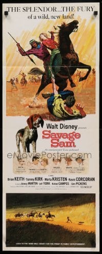 4c778 SAVAGE SAM insert '63 Disney, art of boy & dog fighting Native American, Old Yeller sequel!