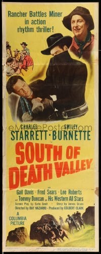 4c815 SOUTH OF DEATH VALLEY insert '49 Charles Starrett as the Durango Kid, Smiley Burnette!
