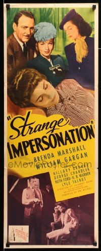 4c834 STRANGE IMPERSONATION insert '46 Anthony Mann directed, Brenda Marshall, Gargan, film noir!