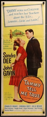 4c845 TAMMY TELL ME TRUE insert '61 romantic image of Sandra Dee about to kiss John Gavin!