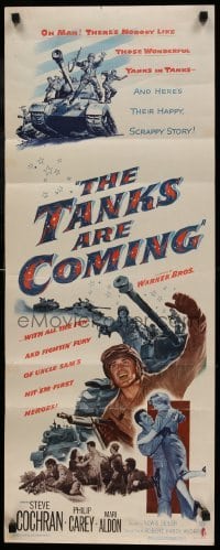 4c846 TANKS ARE COMING insert '51 Sam Fuller, Steve Cochran, Uncle Sam's yanks in tanks!