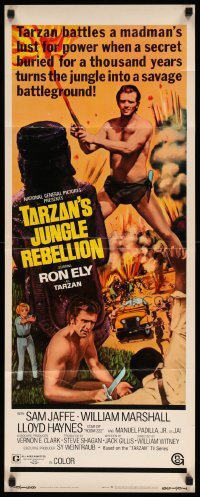 4c854 TARZAN'S JUNGLE REBELLION insert '67 Ron Ely in loincloth battles a madman's lust for power!