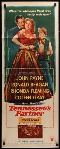 4c859 TENNESSEE'S PARTNER insert '55 art of Ronald Reagan & John Payne, sexy Rhonda Fleming!