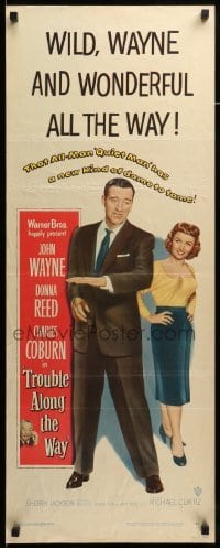 4c896 TROUBLE ALONG THE WAY insert '53 great full-length image of John Wayne with Donna Reed!