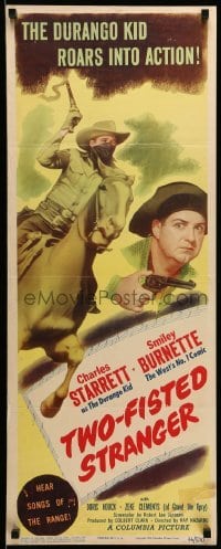4c904 TWO-FISTED STRANGER insert '46 Charles Starrett as the Durango Kid with Smiley Burnette!