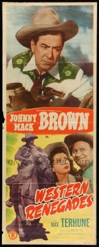 4c937 WESTERN RENEGADES insert '49 great images of cowboy Johnny Mack Brown fighting & on horse!