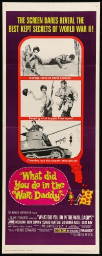4c939 WHAT DID YOU DO IN THE WAR DADDY insert '66 James Coburn, Blake Edwards, funny design!