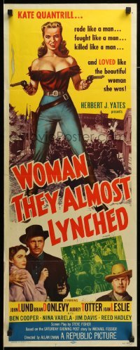 4c959 WOMAN THEY ALMOST LYNCHED insert R57 great art of super sexy female gunfighter Audrey Totter!