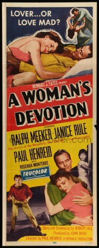 4c960 WOMAN'S DEVOTION insert '56 directed by Paul Henreid, Battle Shock, lover or love-mad!