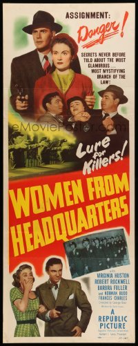4c961 WOMEN FROM HEADQUARTERS insert '50 art of female cop Virginia Huston & Robert Rockwell!