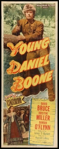 4c982 YOUNG DANIEL BOONE insert '50 David Bruce in title role in coonskin hat!
