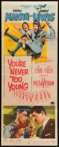 4c994 YOU'RE NEVER TOO YOUNG insert '55 great image of Dean Martin & wacky Jerry Lewis!