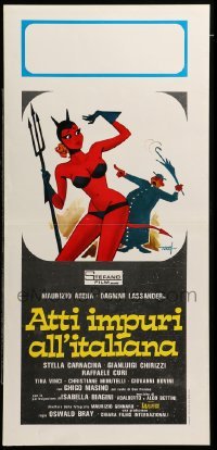 4c009 ATTI IMPURI ALL'ITALIANA Italian locandina '76 art of sexy devil and cop by Enrico De Seta!