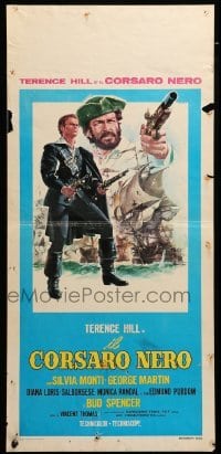 4c019 BLACKIE THE PIRATE Italian locandina '71 cool art of Terence Hill & Bud Spencer by Casaro!