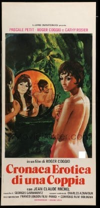 4c034 CHRONIQUE D'UN COUPLE Italian locandina '71 Roger Coggio, sexy art of Cathy Rosier!