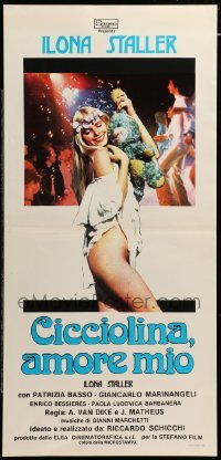 4c035 CICCIOLINA AMORE MIO Italian locandina '79 image of sexy Ilona Staller with stuffed animal!