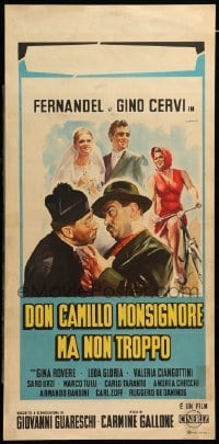 4c056 DON CAMILLO: MONSIGNOR Italian locandina '61 art of Fernandel in title role by Olivetti!