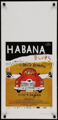 4c088 HABANA BLUES Italian locandina '05 Roberto Sanmartin, cool car/airplane art!