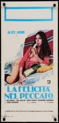 4c097 HOT NIGHTS OF LINDA Italian locandina '75 Franco's Les nuits brulantes de Linda, sexy art!