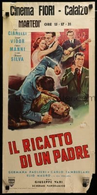 4c103 IL RICATTO DI UN PADRE Italian locandina '57 artwork of fight and cast by Carlantonio Longi!