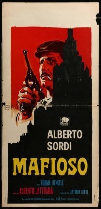 4c145 MAFIOSO Italian locandina R70s great artwork of gangster Alberto Sordi holding gun!