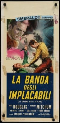 4c173 OUT OF THE PAST Italian locandina R61 Cesselon art of Robert Mitchum & Kirk Douglas!