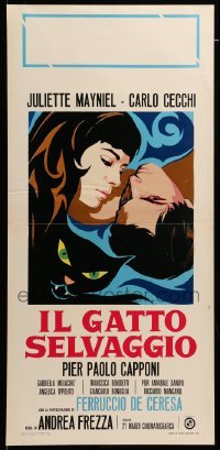 4c253 WILDCAT Italian locandina '69 Il gatto selvaggio, art of Juliette Mayniel & Cecchi!