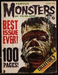 4d744 FAMOUS MONSTERS OF FILMLAND magazine August 1961 Frankenstein art, 13th anniversary issue!