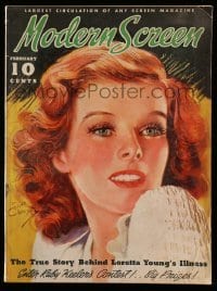 4d765 MODERN SCREEN magazine February 1936 great art of Katharine Hepburn by Earl Christy!